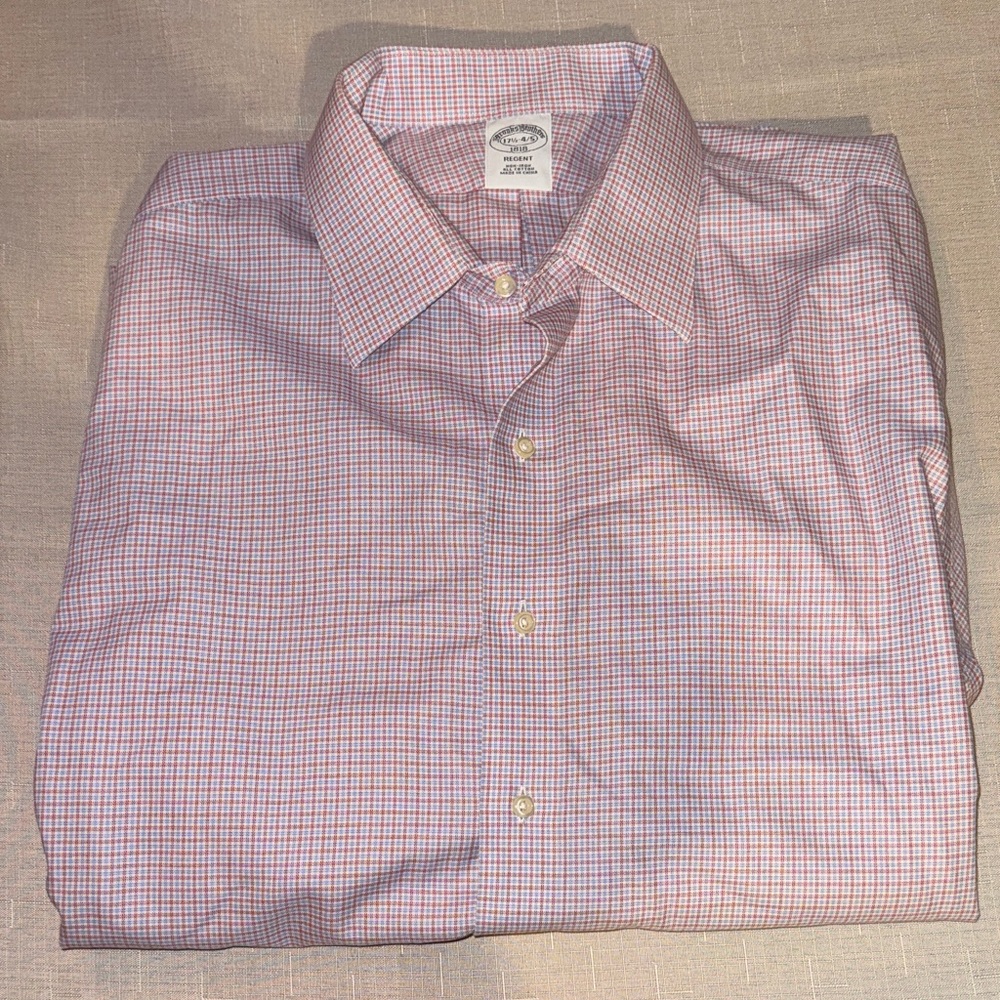 Brooks Brothers Pink and White Checkered Dress Shirt